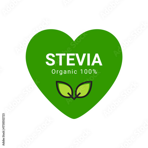 Stevia logo icon sugar organic sweetener. Stevia leaf logo herbal natural label stamp badge.
