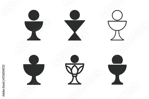 Chalice Logo Variations. religious rituals. Set Logo of religious rituals: chalice. harmonious logo variations of the same emblematic concept, each with