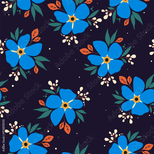 Forget-me-not pattern on a dark background