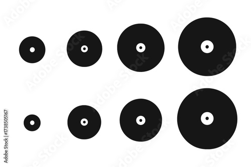 Crash Cymbals Icons. Solid, filled icon set of crash cymbal sizes: -inch, -inch, -inch, -inch, -inch, -inch, mini crash, large crash. Solid, filled icons in