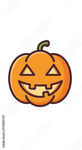 Cute Halloween Pumpkin Illustration with Smiling Face and Simple Design