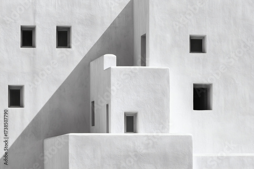Fototapeta Naklejka Na Ścianę i Meble -  Minimalist White Building Architecture
