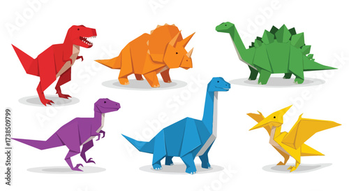 Vibrant Origami Dinosaur Collection Playful Paper Creatures for Kids Designs Education