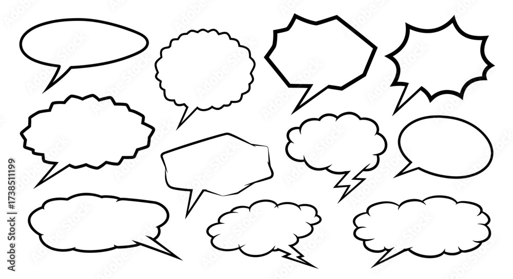 Obraz premium Diverse Collection of Comic Style Speech Bubbles for Design Projects and Communication Needs