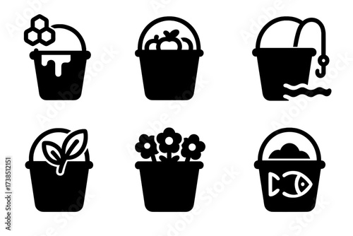Nature Buckets Icon Set.