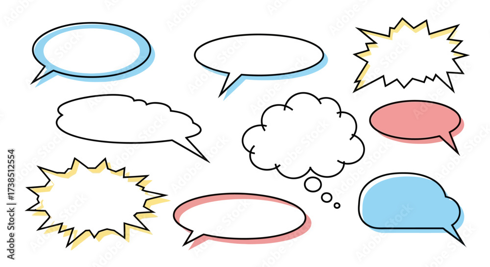 Fototapeta premium Collection of speech bubbles and dialogue balloon in different shapes and styles