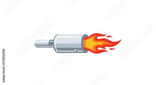 A vibrant illustration showcasing the powerful exhaust with flames bursting out demonstrating raw