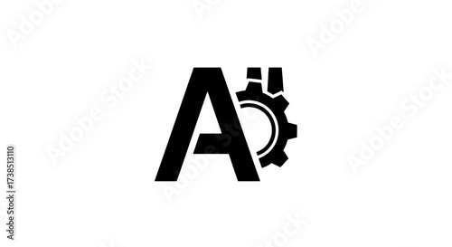 Elegant logo design featuring the letter A integrated with a gear mechanism showcasing precision