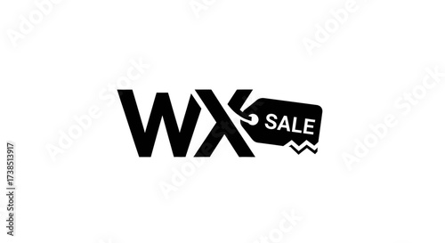 Promotional WX logo design featuring a sale tag for marketing and advertising needs