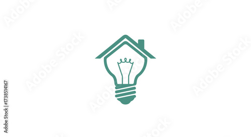 Innovative home lighting concept featuring a lightbulb house logo design symbol