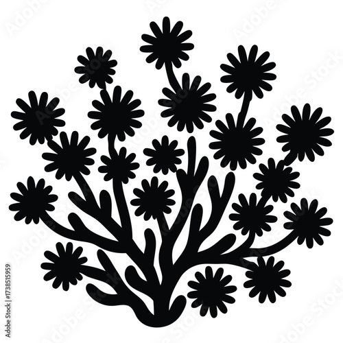 coral polyps cluster in flat vector style on white