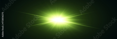 Green explosion of star and lens.