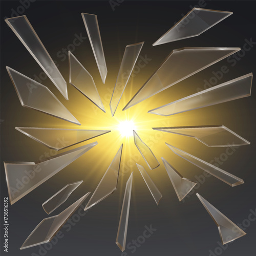 An explosion of glass and fragments, a flash of light and energy.
