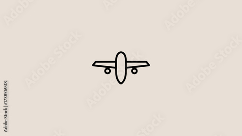 Minimalist airplane icon against a soft beige background conveying travel and aviation themes for graphic design and simple transportation concepts with a clean aesthetic appeal