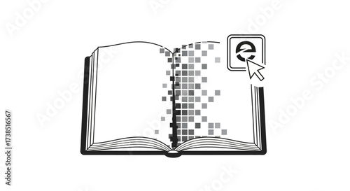 Illustration depicting the transition from traditional books to digital learning resources