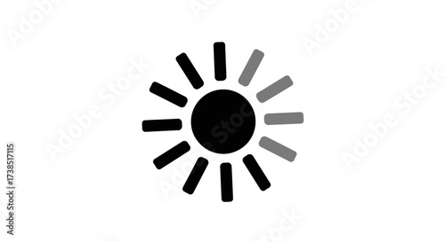 Minimalist depiction of loading progress with stylized sun icon on a plain white background