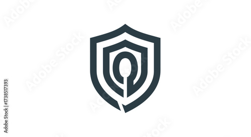 Modern secure food delivery logo design featuring a spoon within a shield shape