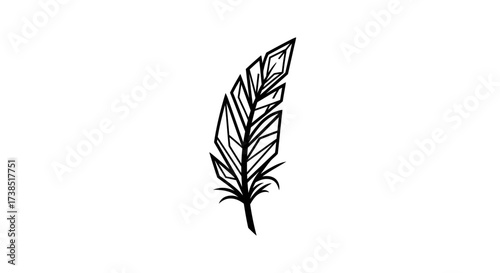 Elegant geometric feather illustration against a clean white background showcasing simplicity and