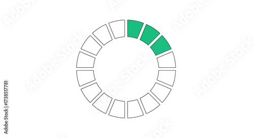 Circular progress indicator with green highlighted sections demonstrating loading status