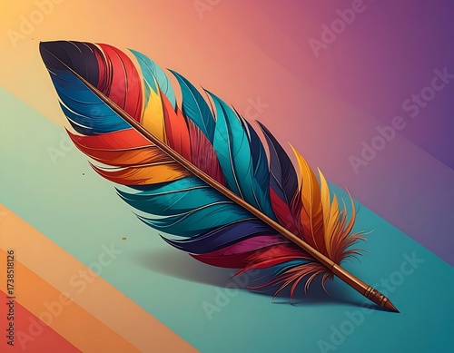 Colorful Feather Art Design.