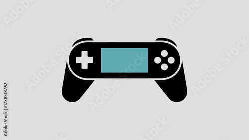 Handheld gaming console with a blue screen on a light offering a simple and modern design for retro gaming enthusiasts and digital entertainment experiences