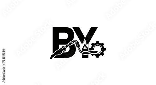 BY welding logo concept highlighting industrial craftsmanship and engineering excellence
