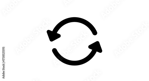 Simple Black and White Refresh Arrow Icon Indicating Cycle Update and Renewal Process