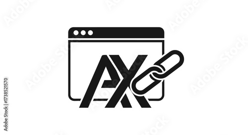 Symbolizing website address linking with AX initials and chain, design concept and communication