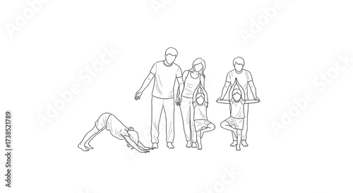Family Practicing Yoga Poses Together for a Healthy Lifestyle and Connection