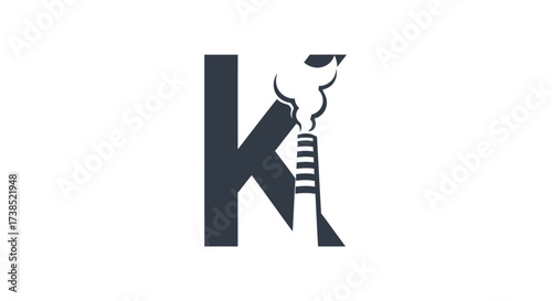 Creative logo design concept combining letter K and industrial chimney illustration