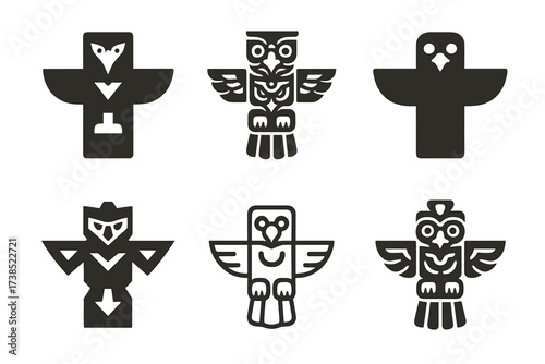 Cultural Symbol Logos. cultural symbols in art. Set Logo of cultural symbols in art: totem. harmonious logo variations of the same emblematic concept, each