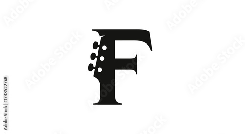 Elegant Initial F Guitar Logo Design for Music Brand and Creative Business identity