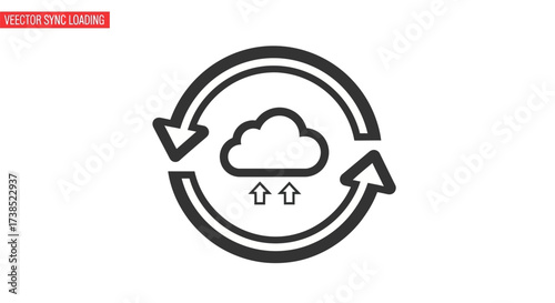 Cloud Sync Icon with Circular Arrows Representing Data Synchronization Technology Process