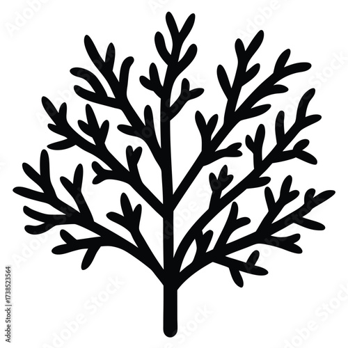 flat vector branching coral plant in orange on white