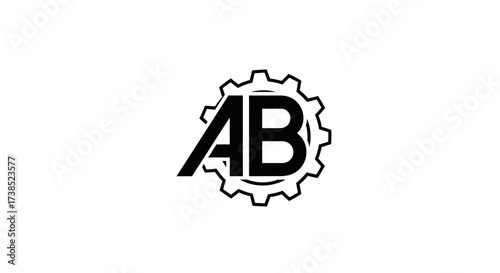 Modern initial AB logo with a gear symbol innovative industrial technology solution