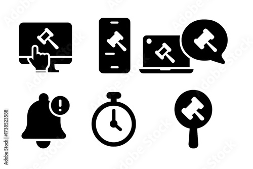 Auction Technology Icons.