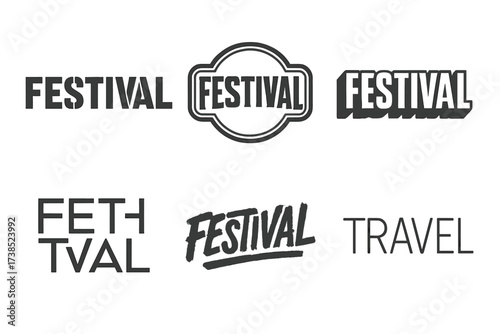 Harmonious Lettering Variations. Festival. Set lettering. harmonious lettering variations of the same emblematic concept, each with different