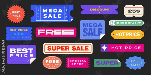 Colorful sale and discount labels