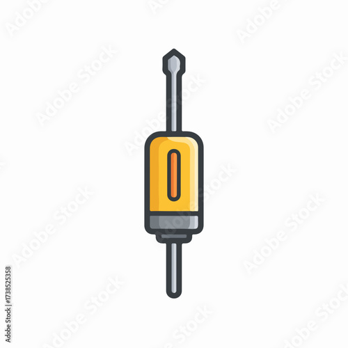 Monoline Screwdriver Icon Design in Flat Style