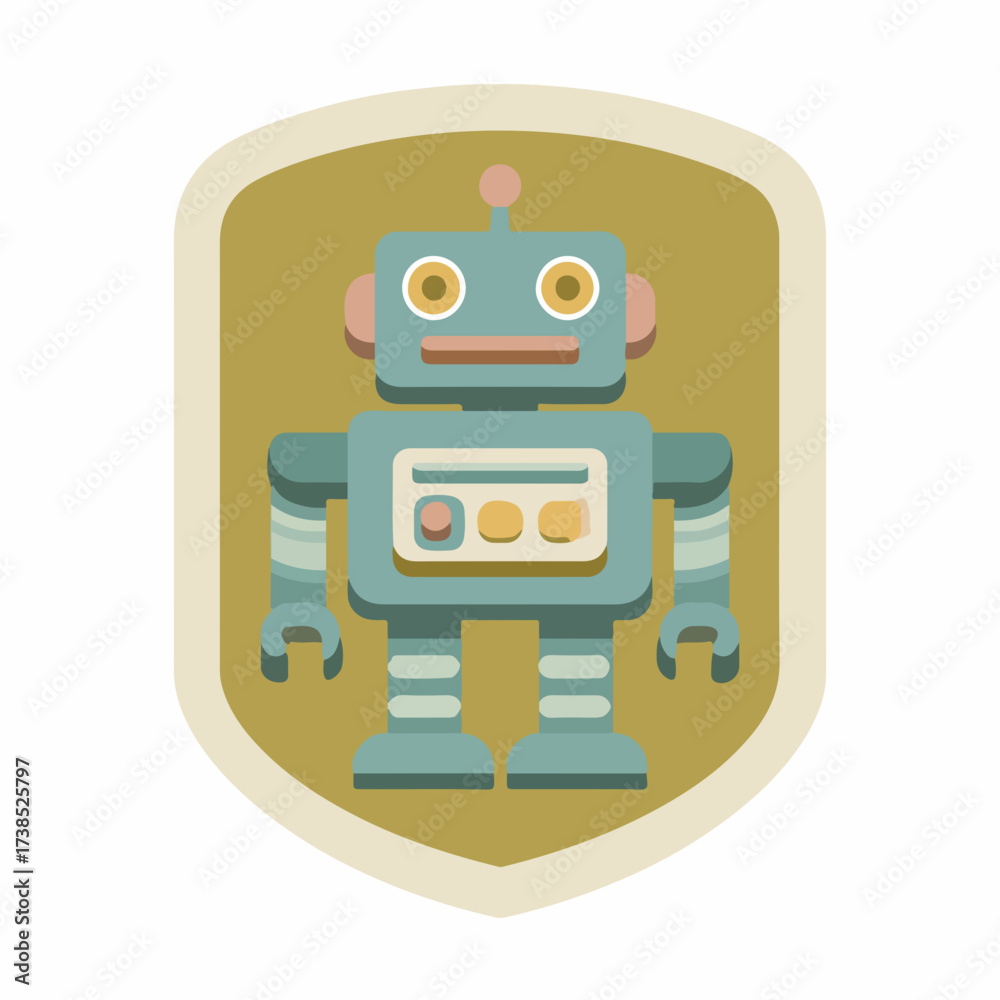 Fototapeta premium Minimalist Robot Icon in Soft Hues