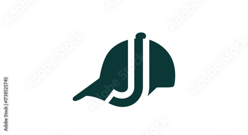 Creative logo design combining baseball cap with letter J minimalist and modern appearance perfect