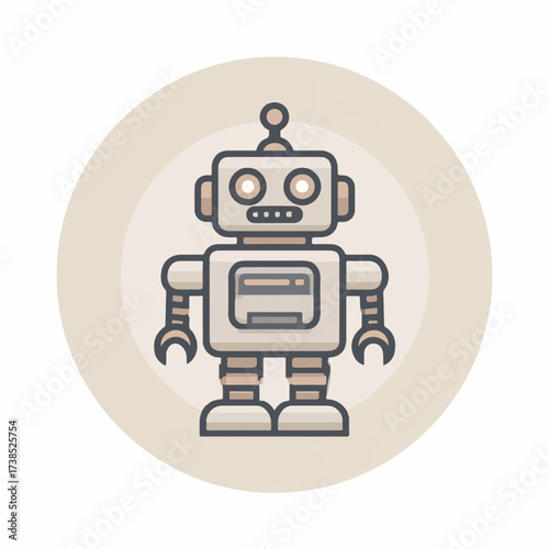 Modern Robot Monoline Icon in Flat Design