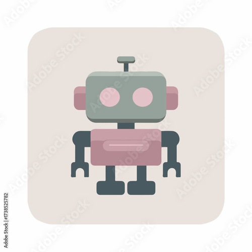 Minimalist Robot Icon in Soft Tones
