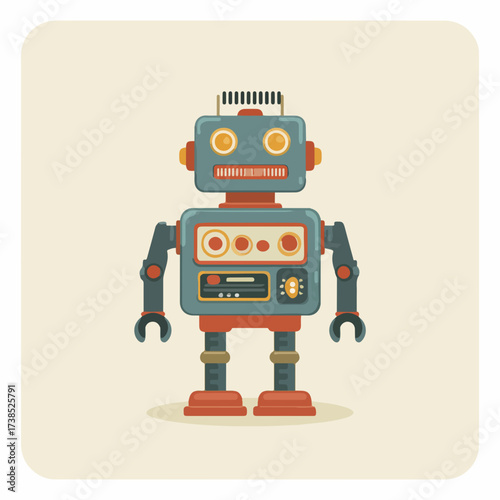 Futuristic Robot Pictogram in Muted Colors