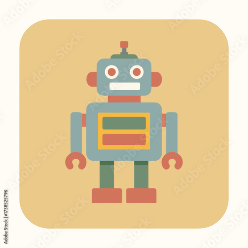 Minimalist Robot Icon in Geometric Style