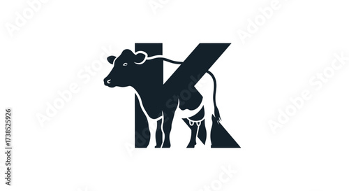 Elegant and modern logo design combining the letter K with a stylized cow silhouette