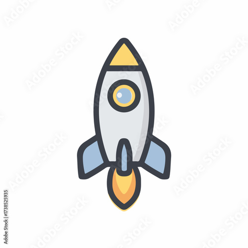 Sleek Rocket Monoline Design in Soft Pale Colors