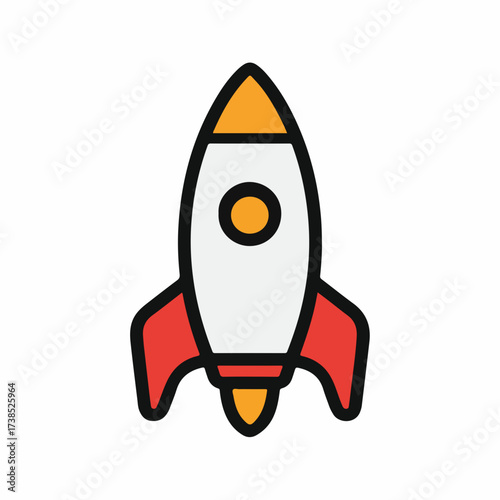 Geometric Rocket Icon in High Contrast