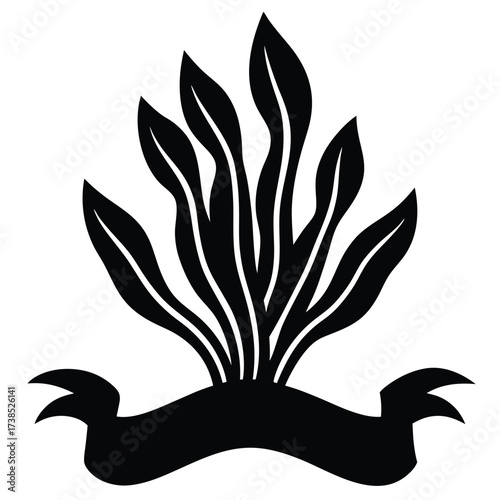 flat vector ribbon like kelp plant on white background