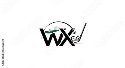 Elegant golf logo featuring course elements and stylized lettering, modern and creative design